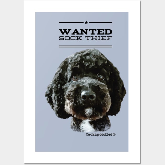 Cockapoo / Doodle Dog Sock Thief Wall Art by WoofnDoodle 